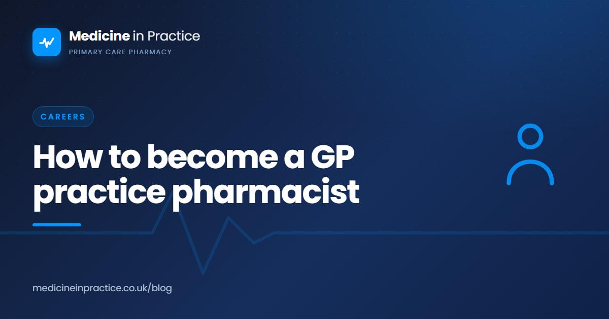 A GP practice pharmacist reviewing a patient's medicines list on a clinical system, illustrating how to become a GP practice pharmacist in UK primary care.