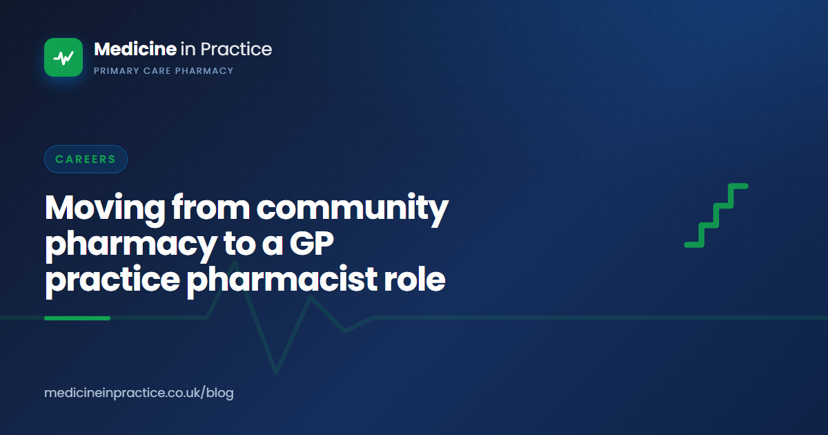 Community pharmacist transitioning into a GP practice pharmacist role at a primary care computer